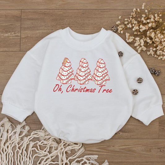 Oh Christmas Tree Baby Bodysuit & Retro Holiday Cake Sweater Cute Girl Shirt First Christmas