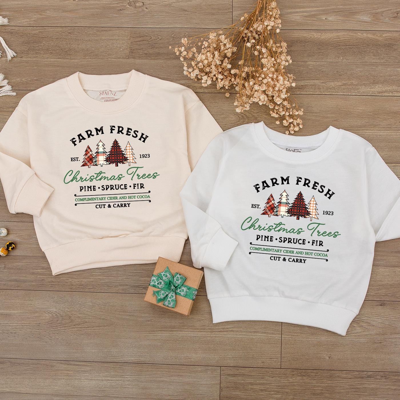 Farm Fresh Christmas Tree Baby Romper Vintage Holiday Outfit Infant Clothes, Pine Spruce Fir Bodysuit Cute Gender Neutral Gift Cider Cocoa 138 chars
