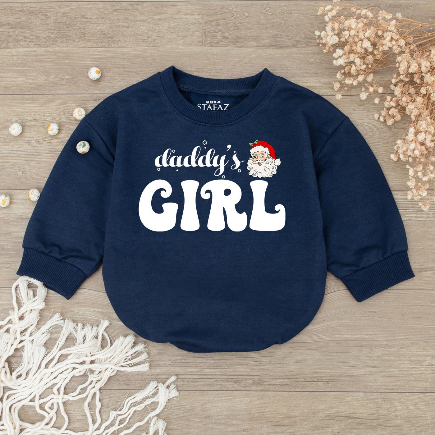 Daddy's Girl Christmas Romper Baby Bodysuit Santa Claus Holiday Gift Girl's 1st Christmas Outfit Baby Shower