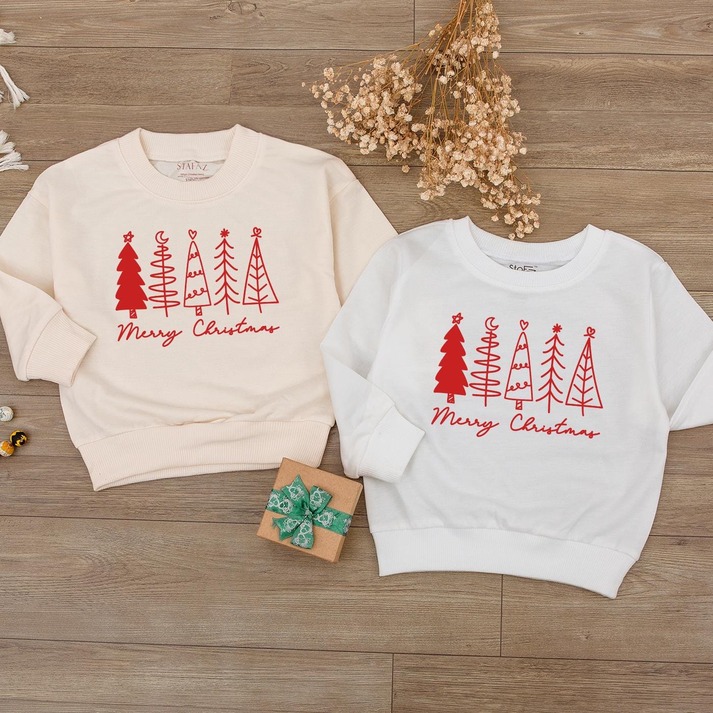 Merry Christmas Baby Bubble Romper Red Burgundy Trees Heart Moon Star Graphic Newborn Christmas Outfit Simple Festive Girl