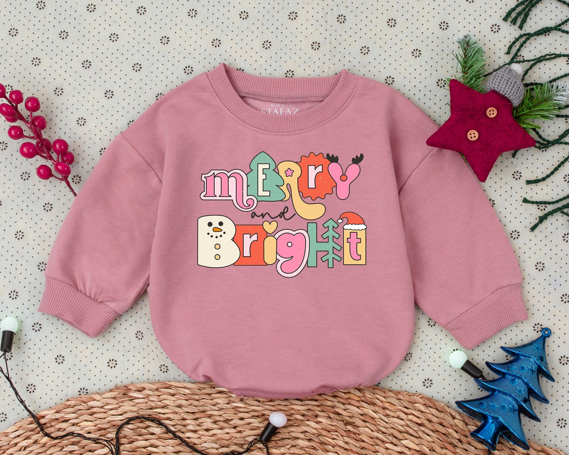 Vintage Merry & Bright Romper: Baby's First Christmas Outfit Gift