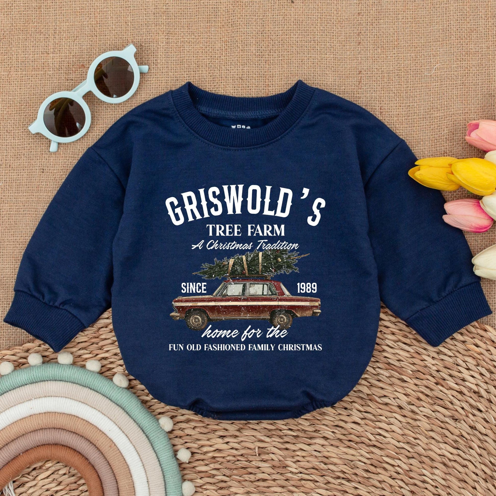 First Christmas Retro Baby Romper, Holiday Bodysuit for Newborns