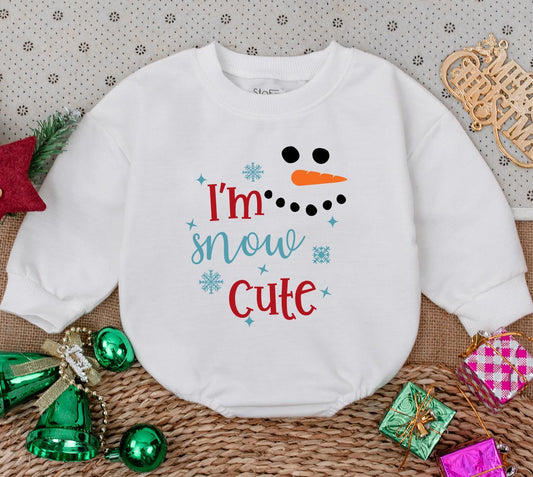 I'm Snow Cute Snowman Christmas Baby Romper Sweatshirt First Christmas Holiday Outfit Adorable Newborn Baby Shower Gift Winter