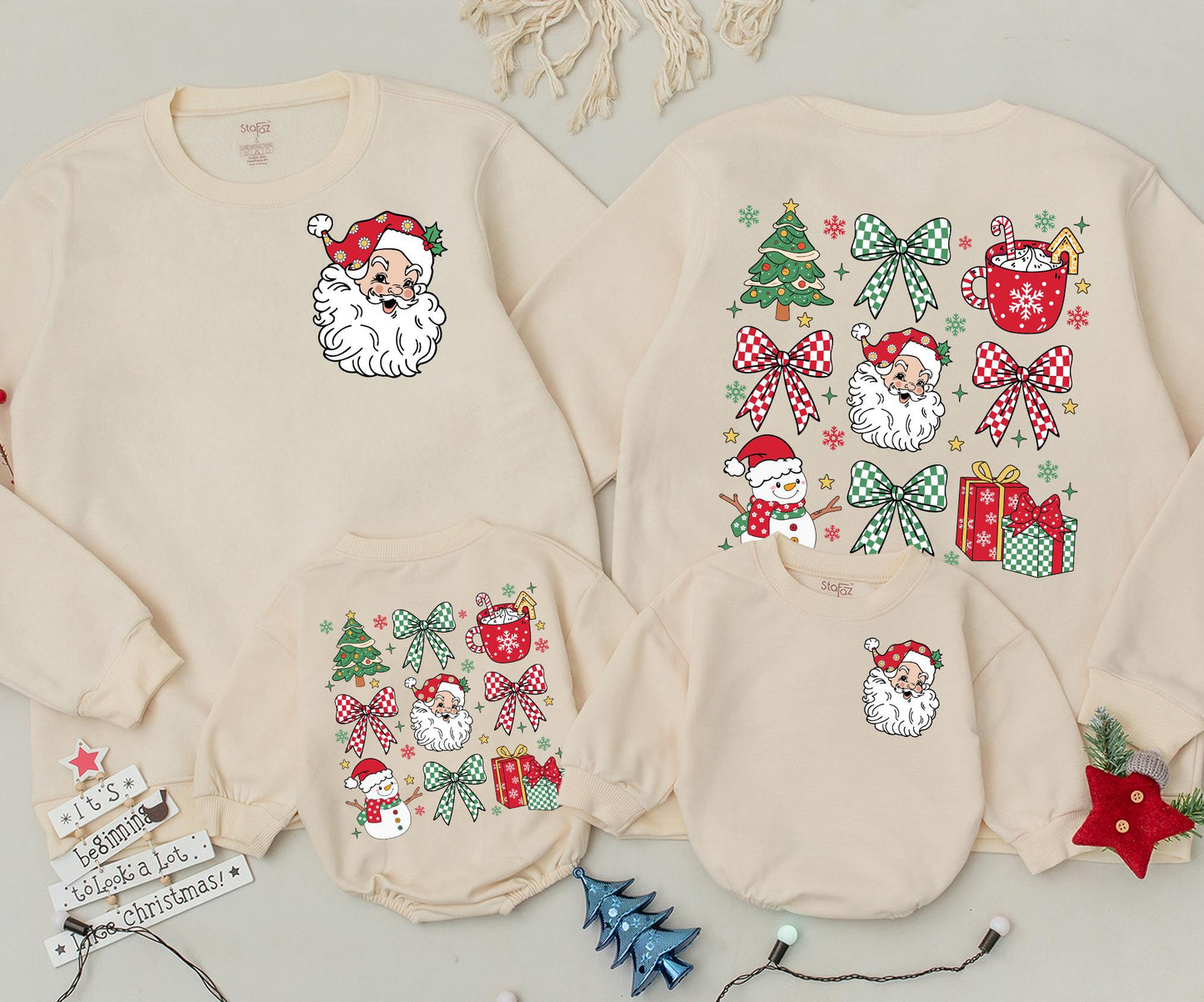 Retro Santa Christmas Sweatshirt Baby Toddler Outfit: Vintage Holiday Graphic, 2-Sided Design, Xmas Gift for Newborns, Cute Xmas Clothing