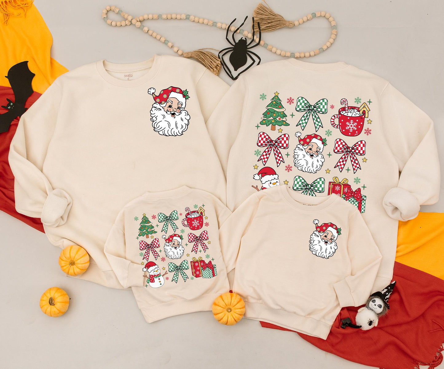 Retro Santa Christmas Sweatshirt Baby Toddler Outfit: Vintage Holiday Graphic, 2-Sided Design, Xmas Gift for Newborns, Cute Xmas Clothing