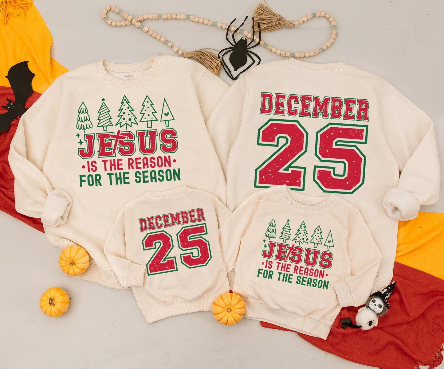 Vintage December 25th Sweatshirt, Retro Holiday Toddler Outfit: Jesus Is The Reason Romper, Distressed Varsity Graphic Xmas Baby Gift Set (138 chars)