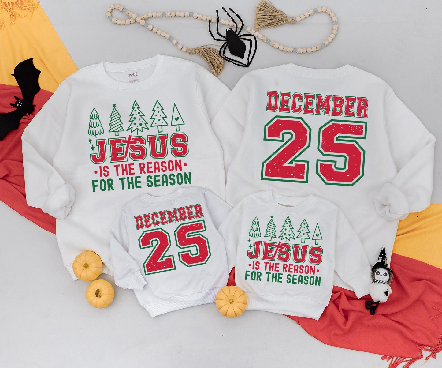 Vintage December 25th Sweatshirt, Retro Holiday Toddler Outfit: Jesus Is The Reason Romper, Distressed Varsity Graphic Xmas Baby Gift Set (138 chars)