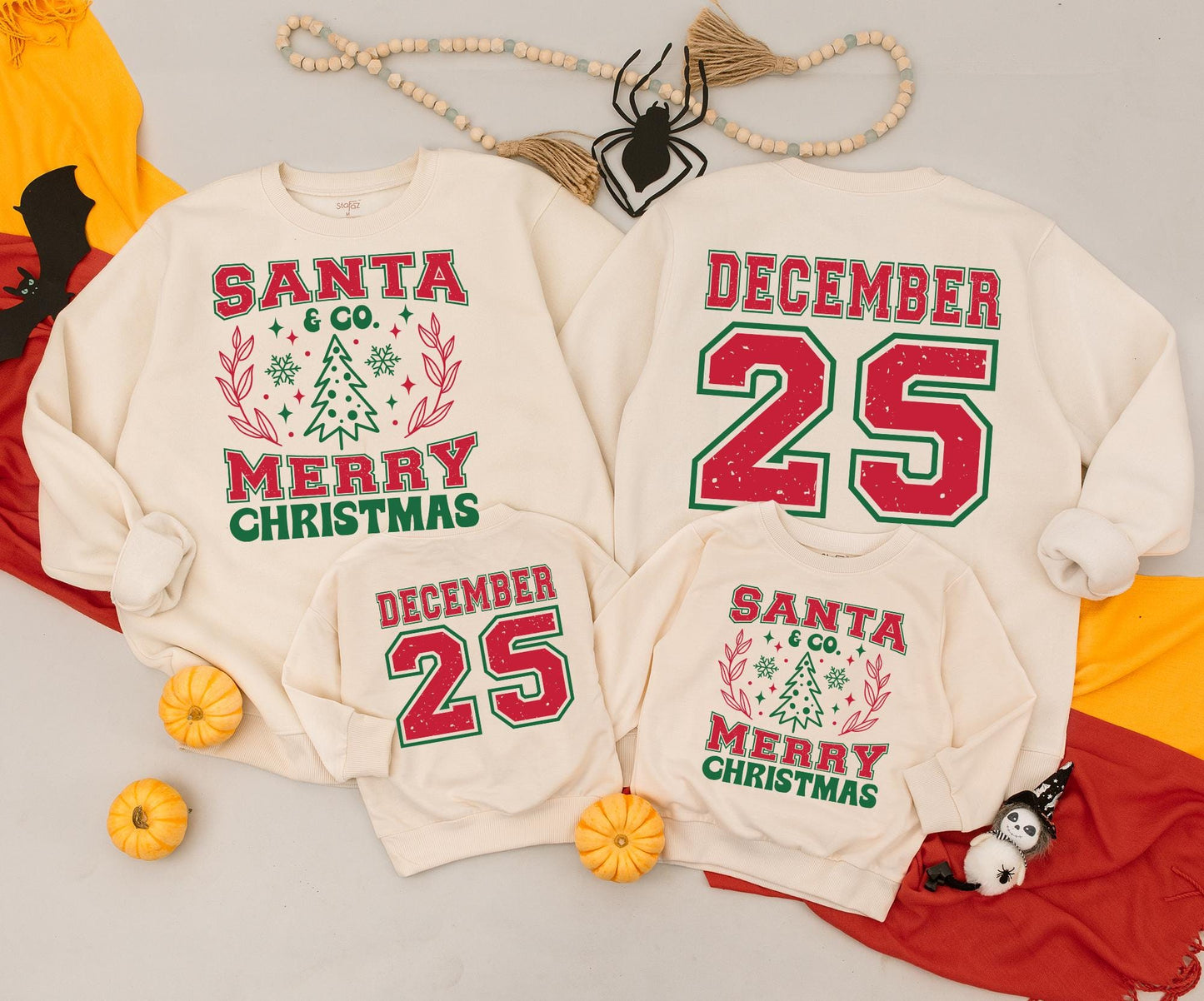 Vintage Santa & Co. Christmas Baby Romper Outfit, Distressed December 25 Toddler Sweatshirt Set, Retro Xmas Newborn Clothing Holiday Gift 138