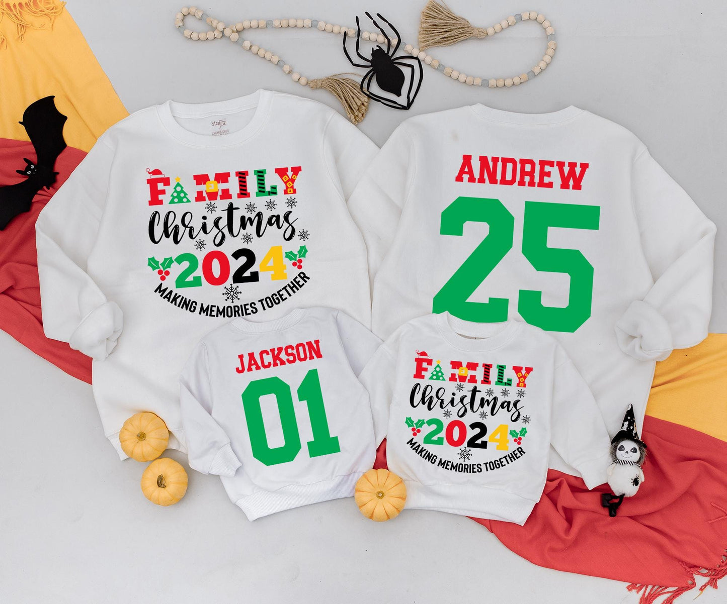 Matching Family Christmas 2024 Sweatshirts, Making Memories Together Vintage Holiday Design, Custom Names, Christmas Crew Outfits