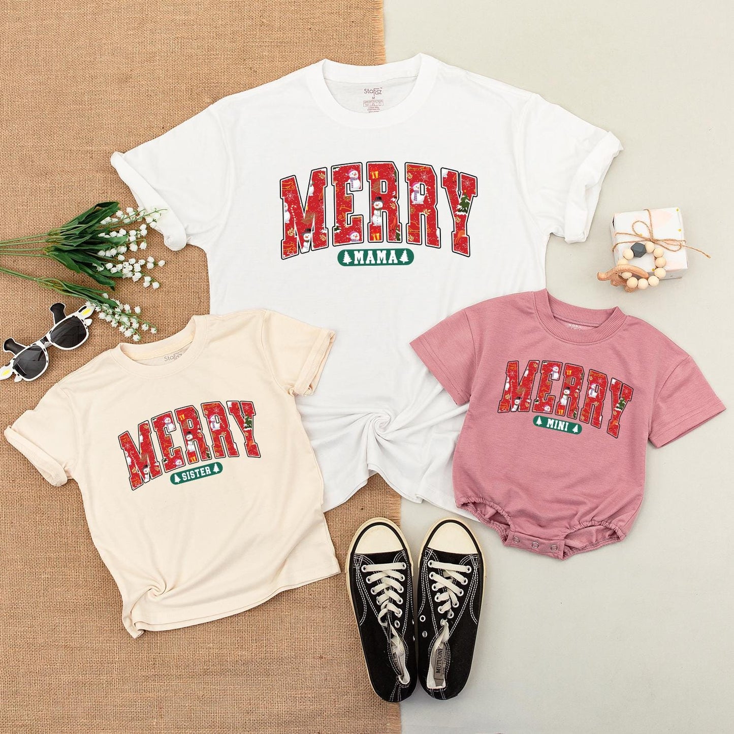 Festive Family T-Shirts: Merry Mom & Baby Holiday Gift Set