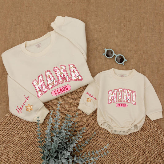 Mama and Mini Pink Christmas Sweatshirts | Family Matching Set