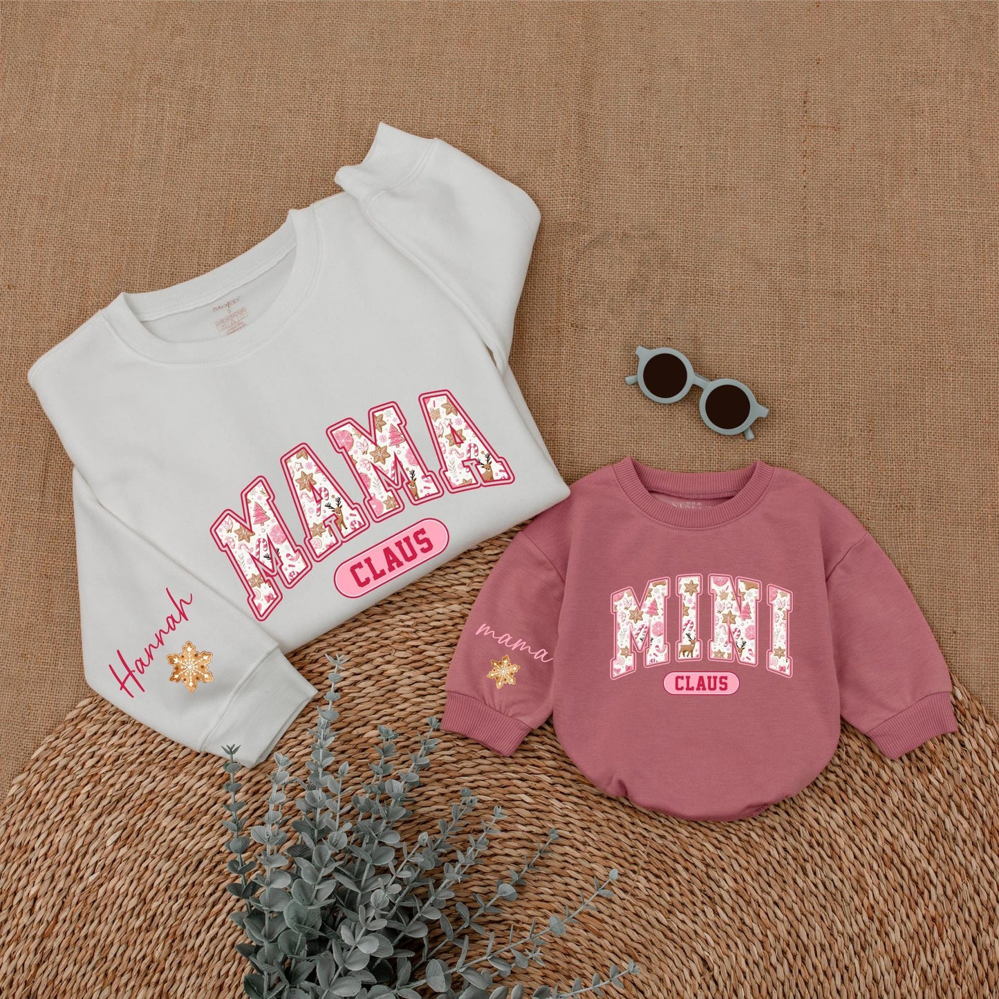 Mama and Mini Pink Christmas Sweatshirts | Family Matching Set