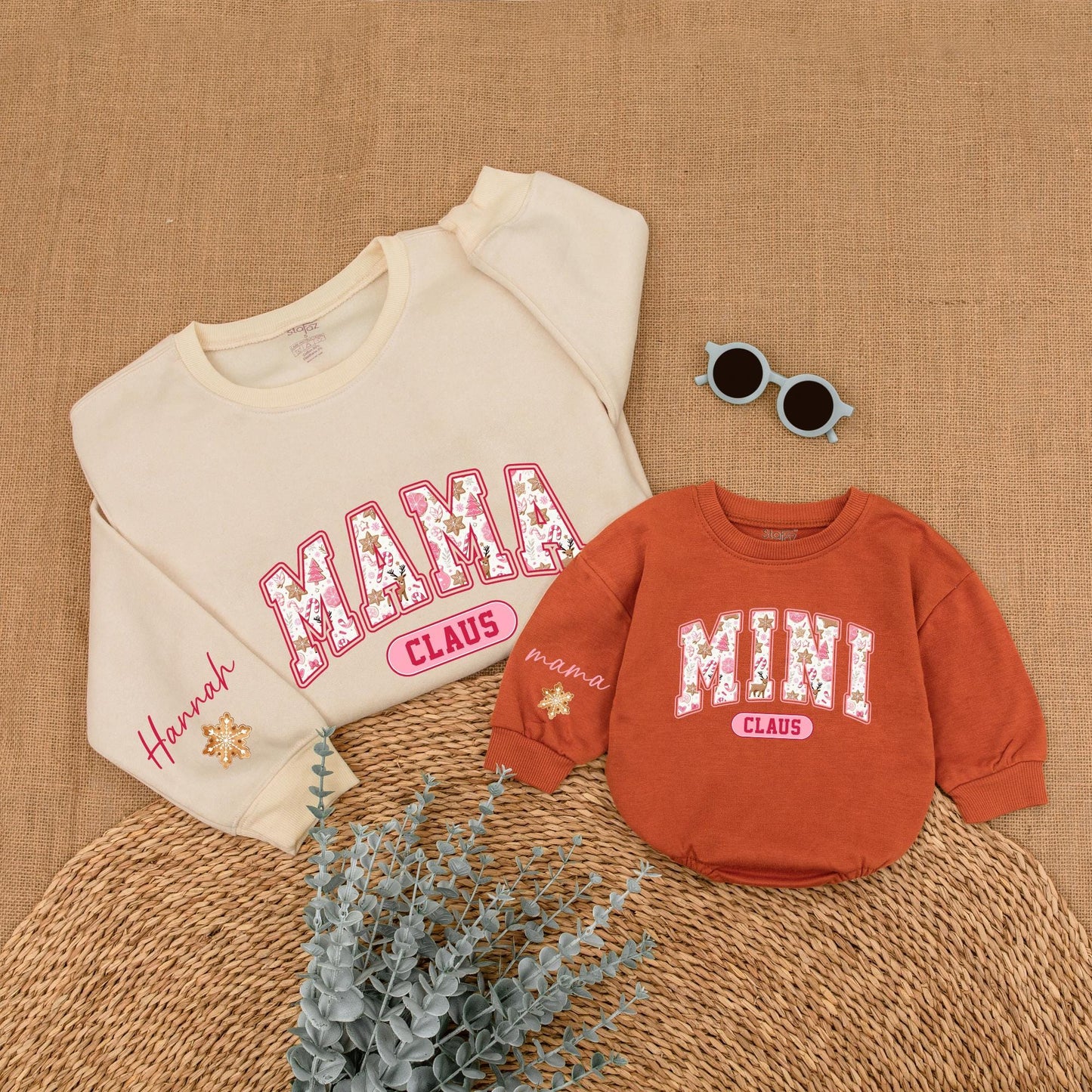 Mama and Mini Pink Christmas Sweatshirts | Family Matching Set