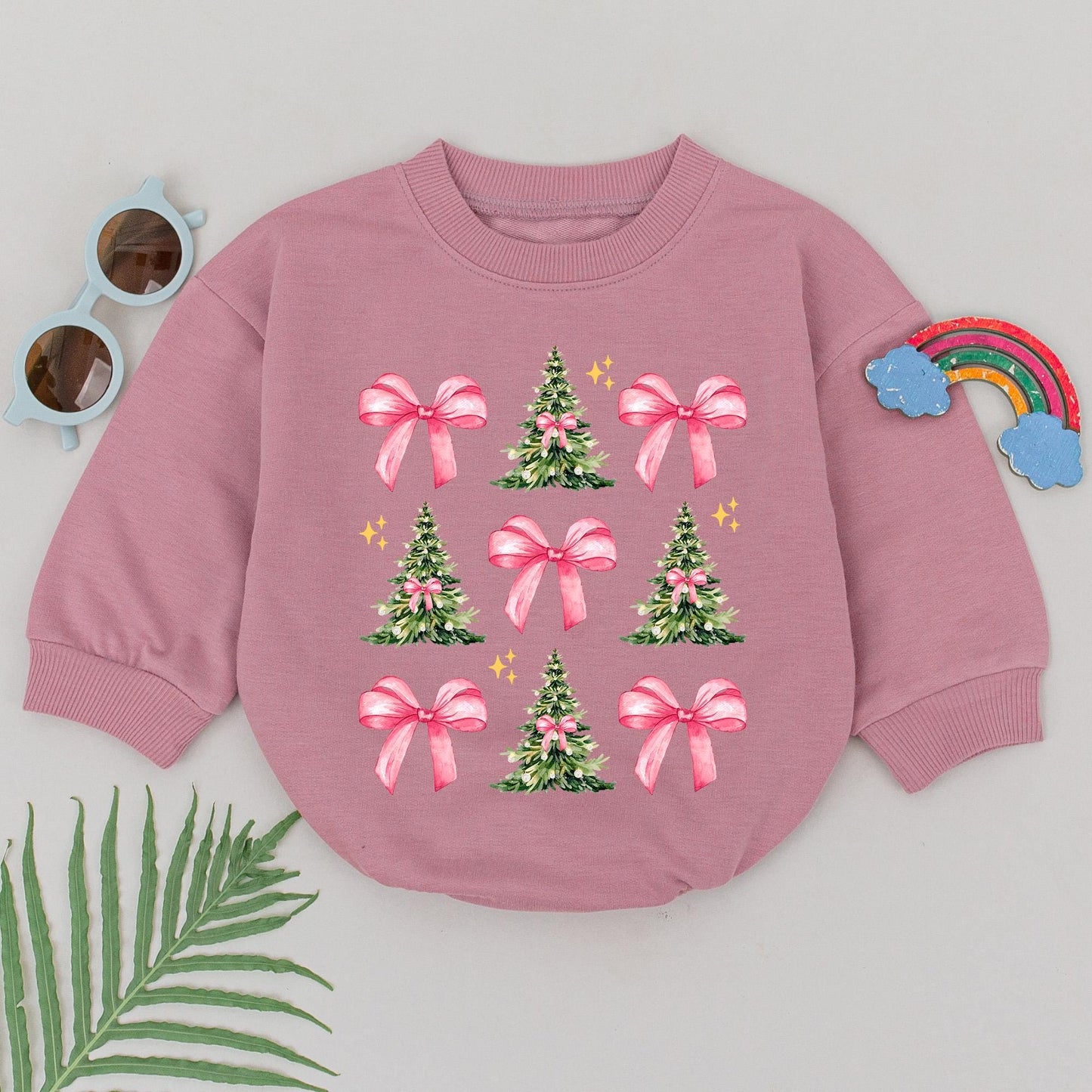 First Christmas Bow Romper | Newborn Xmas Outfit & Shower Gift