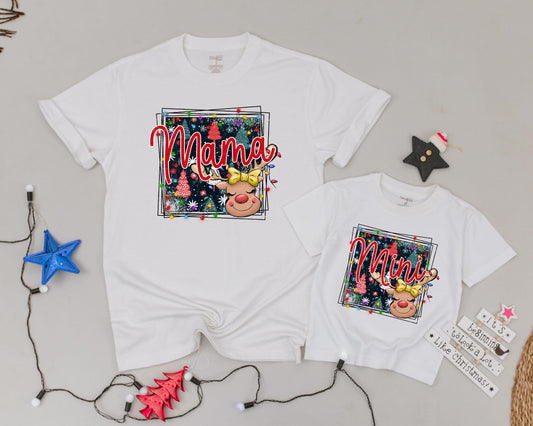 Matching Christmas Reindeer Shirts for Mommy and Me, Family Pajamas