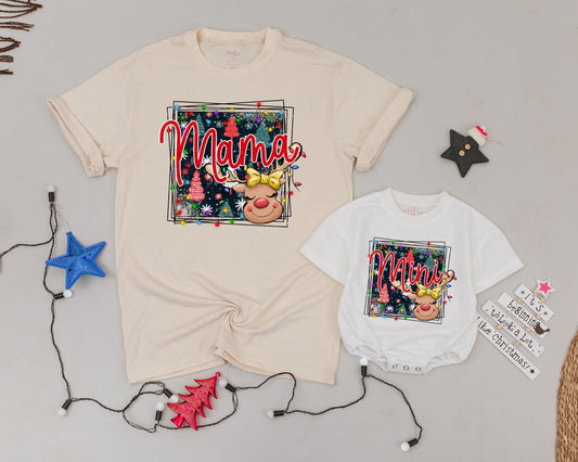 Matching Christmas Reindeer Shirts for Mommy and Me, Family Pajamas