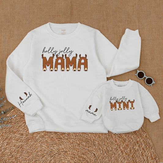 Matching Christmas Reindeer Sweatshirts for Moms and Kids