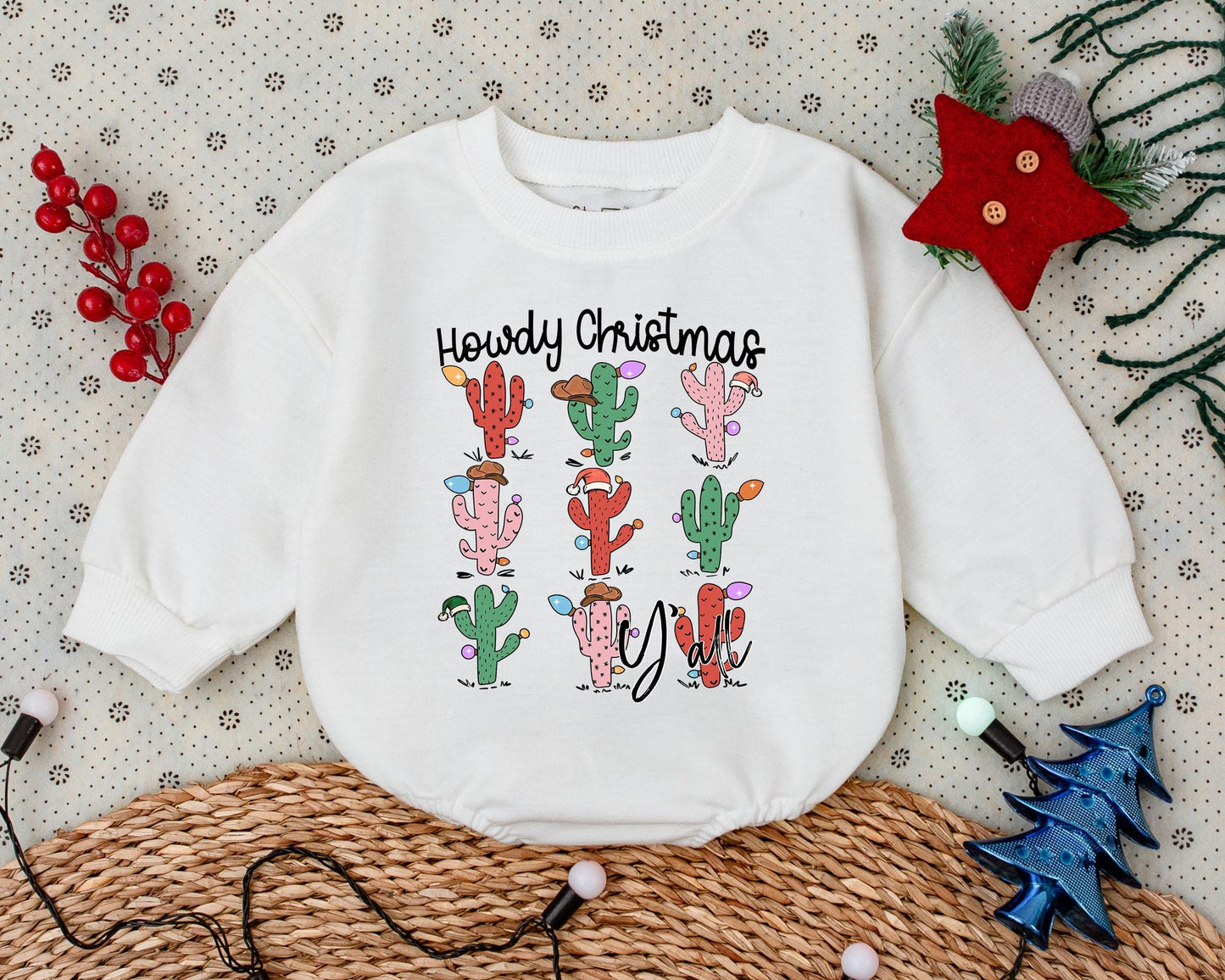 Western Christmas Romper: Cozy Vintage Outfit for Baby's First Holiday
