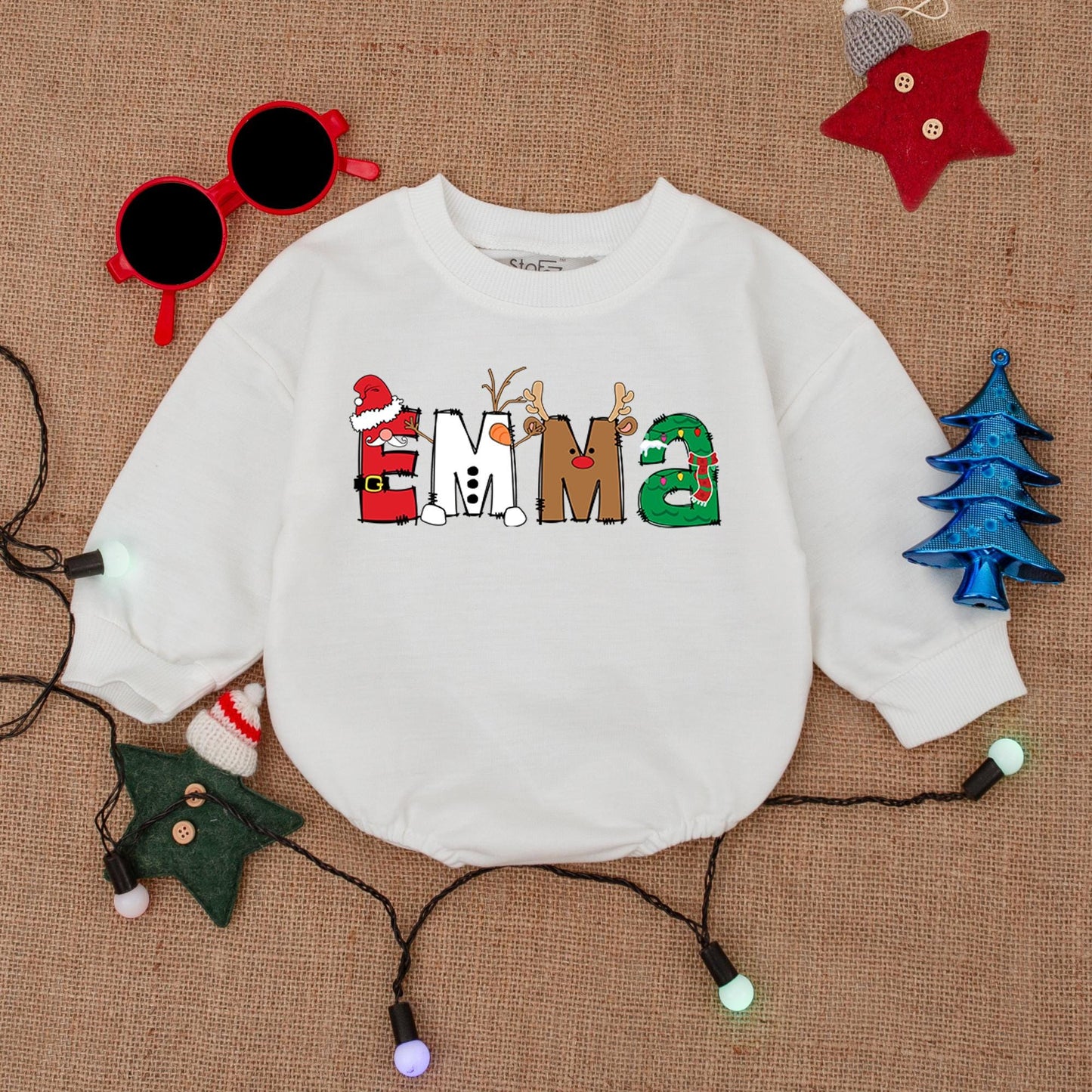 Customizable Xmas Baby Romper - Holiday Outfit with Name Feature