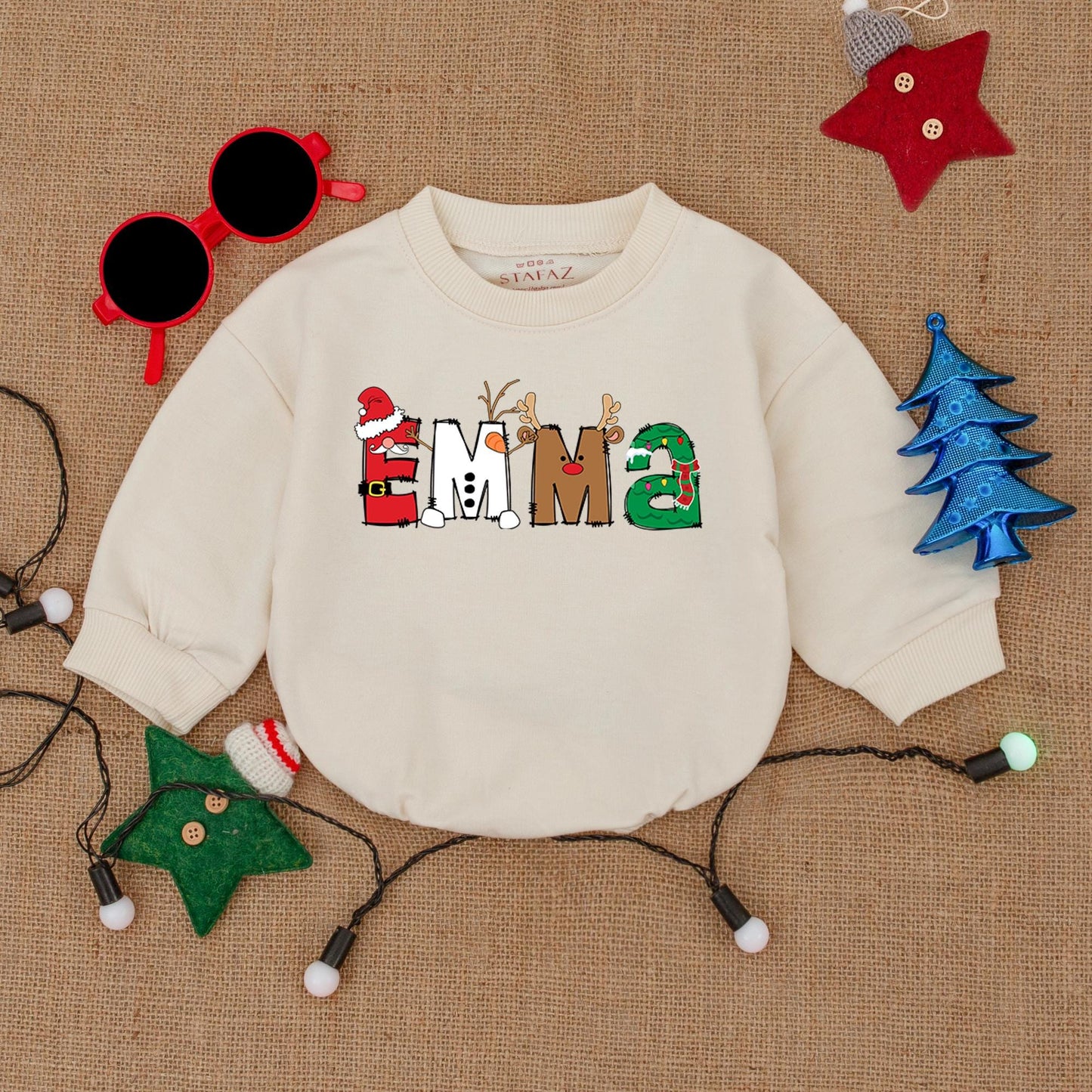Customizable Xmas Baby Romper - Holiday Outfit with Name Feature