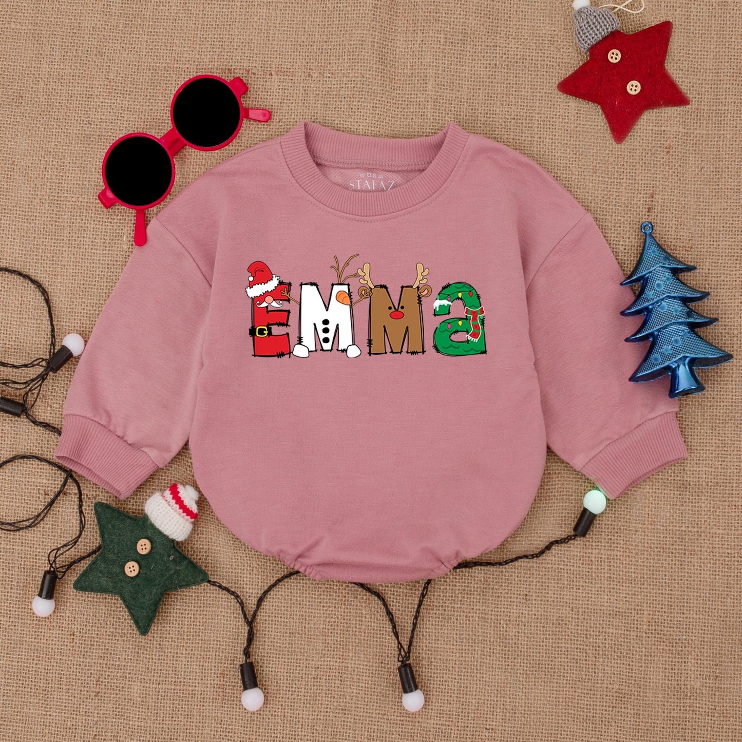 Customizable Xmas Baby Romper - Holiday Outfit with Name Feature