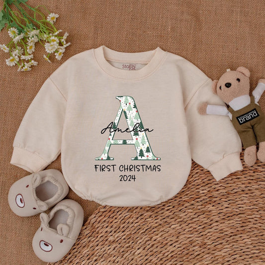 Baby's 1st Xmas Romper & Personalized Bodysuit for Holiday Cheer