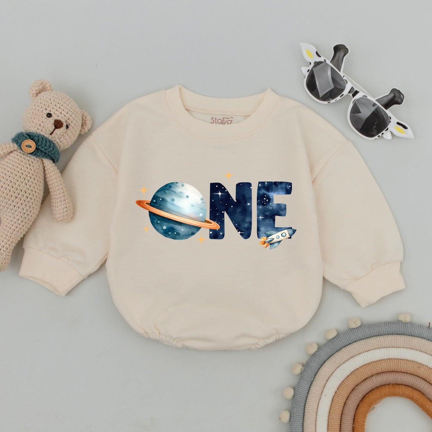Dada Mama One Space Birthday Sweatshirt Galaxy First Trip Around The Sun Rocket Ship Outfit Personalized 1st Birthday Boy Astronaut Theme Family Gift (139)
