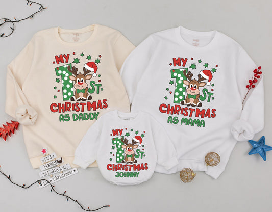 First Christmas Family Sweatshirt Set: Funny Holiday Tee & Gift