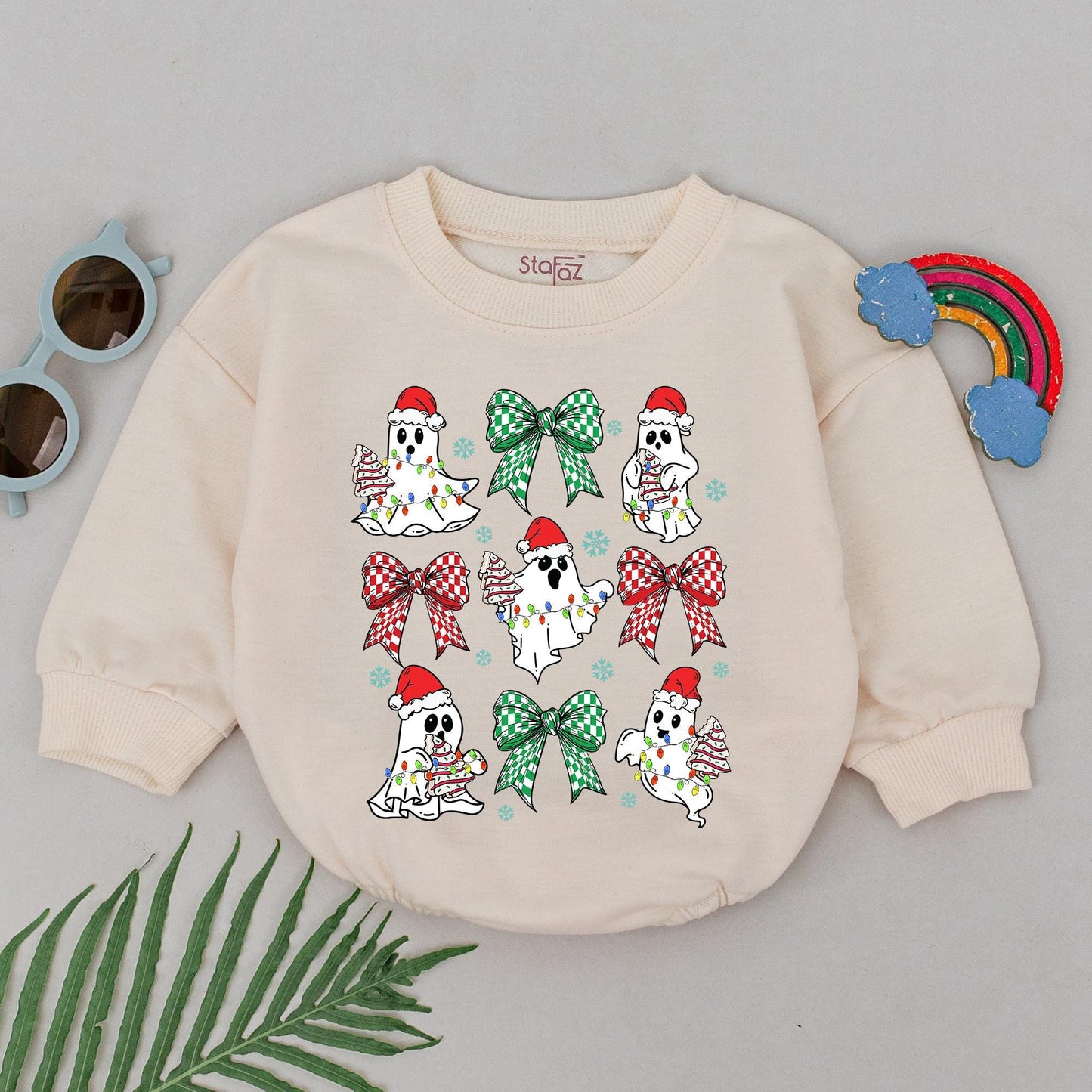 Festive Ghost Baby Romper – Perfect 1st Xmas Outfit & Shower Gift