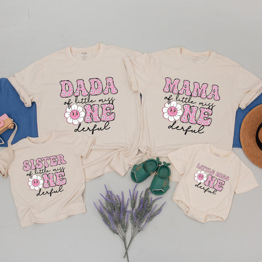 Little Miss ONEderful Birthday Shirts - Family Matching Outfit