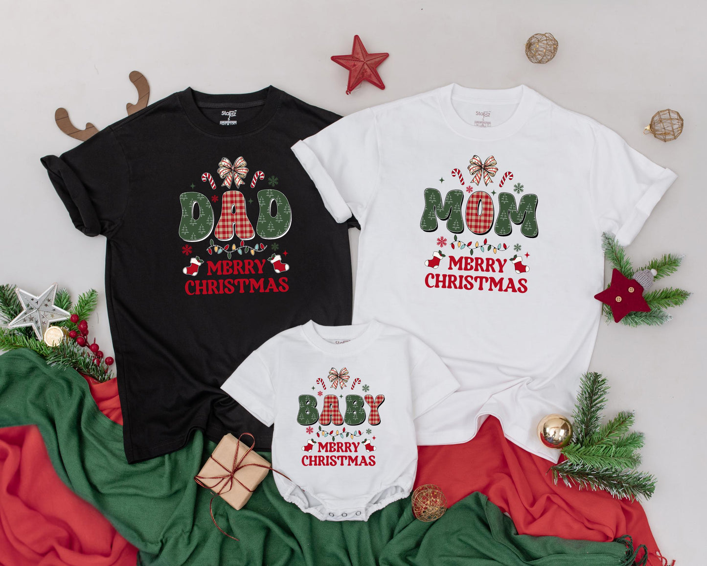 Matching Family Christmas Shirts Vintage Dad Mom Sis Baby Merry Christmas Outfits Holiday Pajamas Set Newborn Gift First Christmas Outfit 133chars