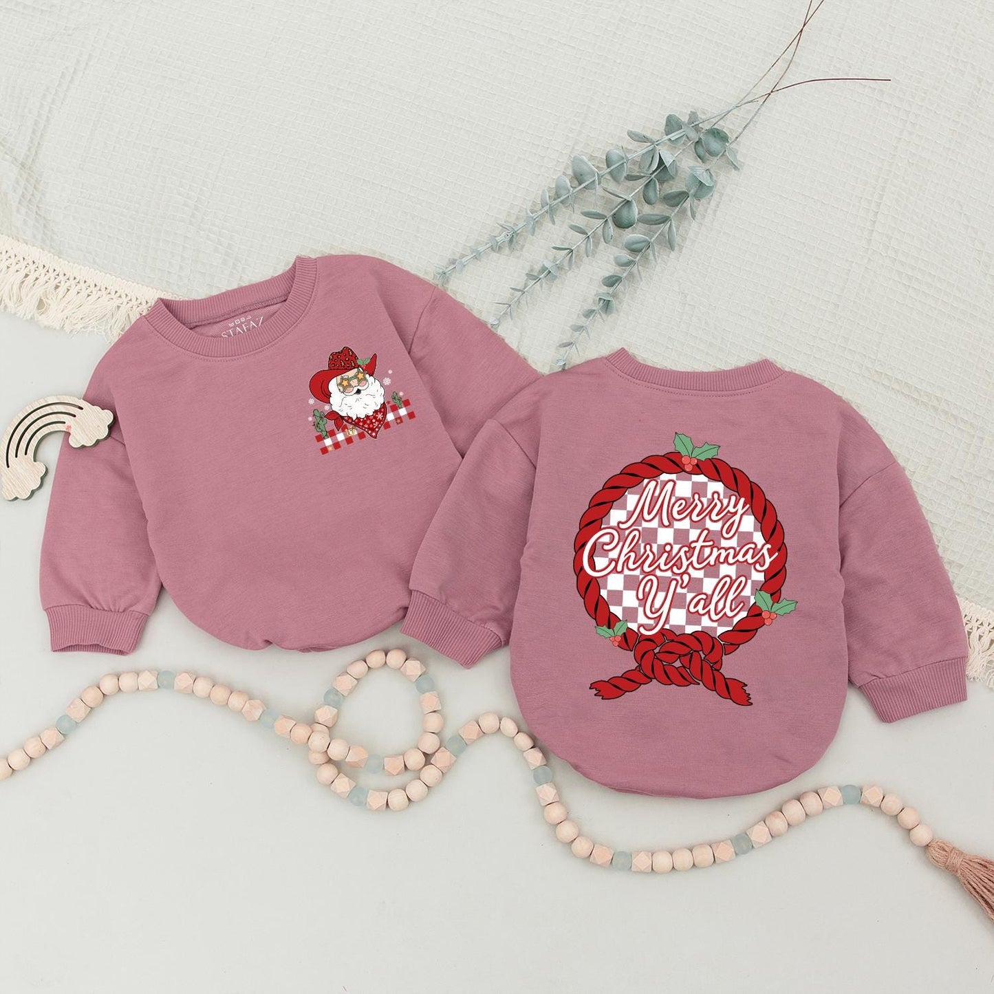 Retro Cowboy Santa Sweatshirt Merry Christmas Y'all Western Holiday Sweater Vintage Santa Gifts