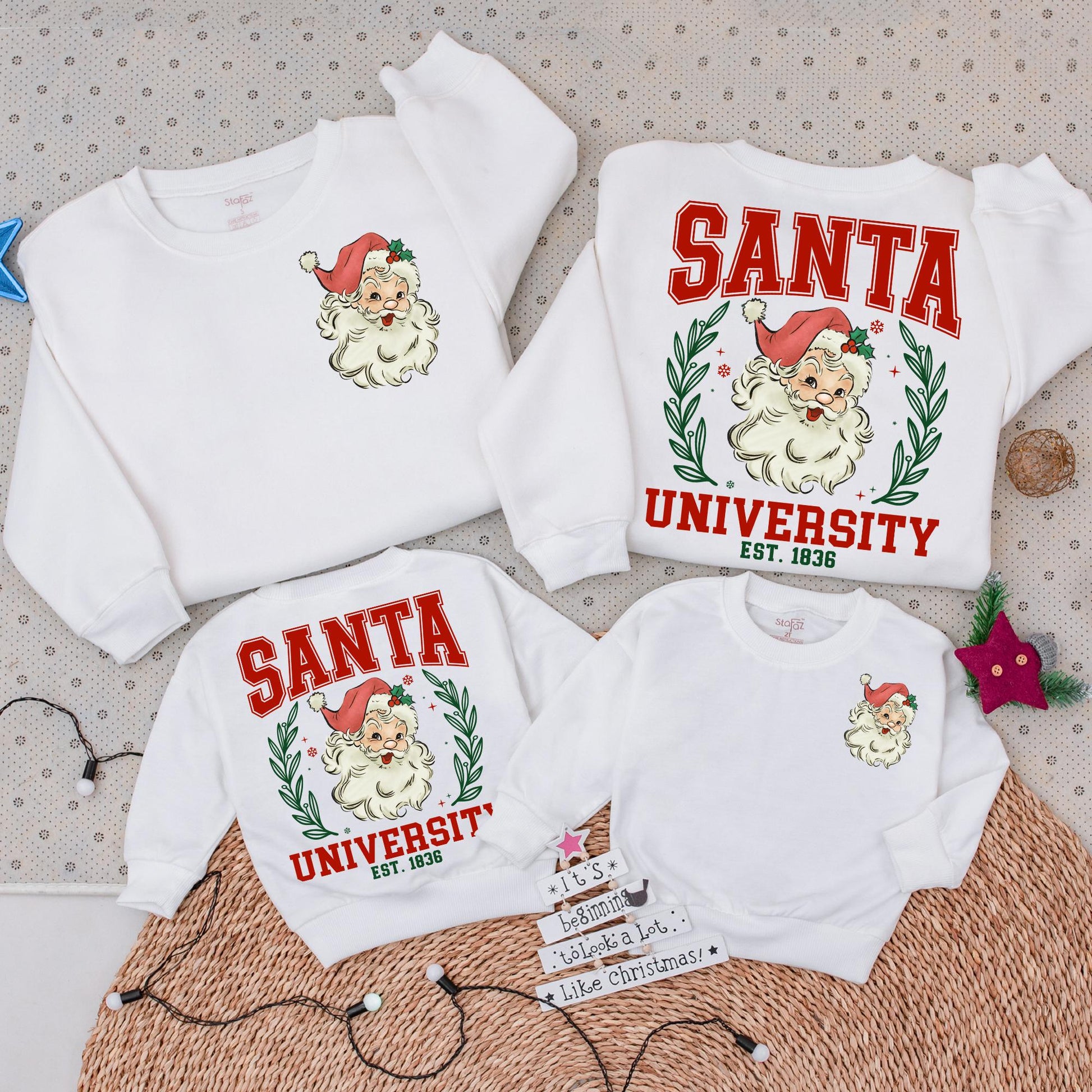 Santa Claus 2-Sided Crewneck | Festive Family Christmas Sweatshirt