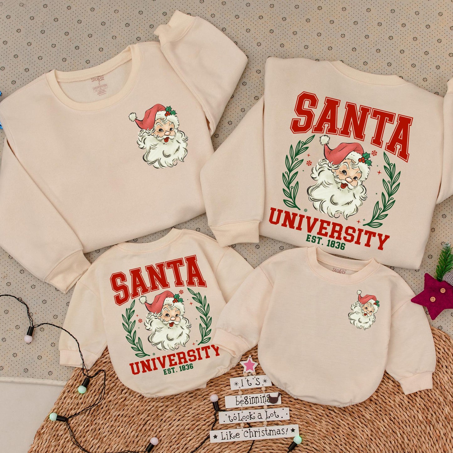 Santa Claus 2-Sided Crewneck | Festive Family Christmas Sweatshirt