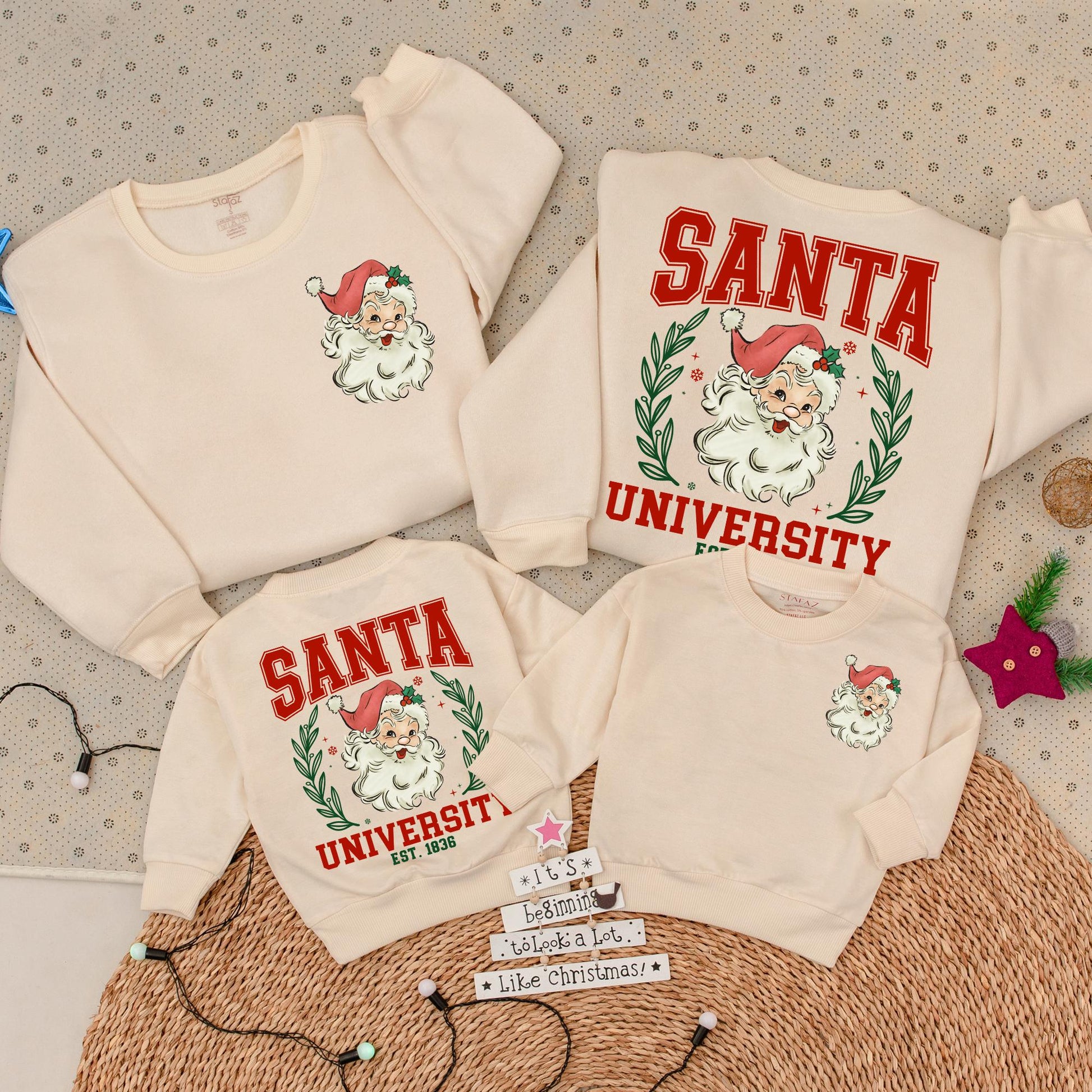 Santa Claus 2-Sided Crewneck | Festive Family Christmas Sweatshirt