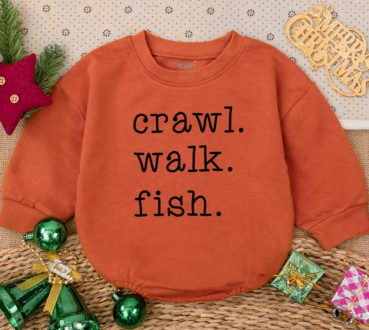 Crawl Walk Fish Baby Romper Cute Fishing Bodysuit Little Angler Outfit Gift for Baby Boy or Girl Soft Cotton Newborn Clothes Father's Day Present 139 chars
