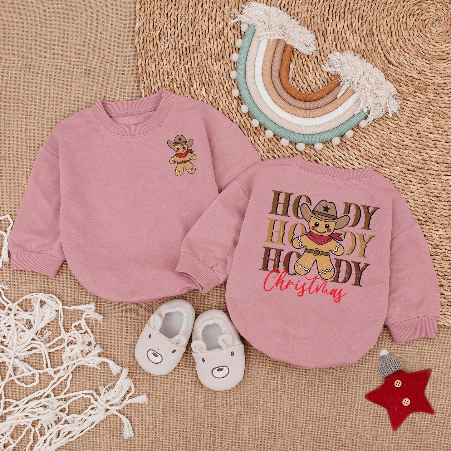 Howdy Christmas Gingerbread Baby Romper, Cowboy Holiday Infant Clothes, Western Winter Gift, Retro Xmas Bodysuit, Fun Baby Outfit (136 chars)