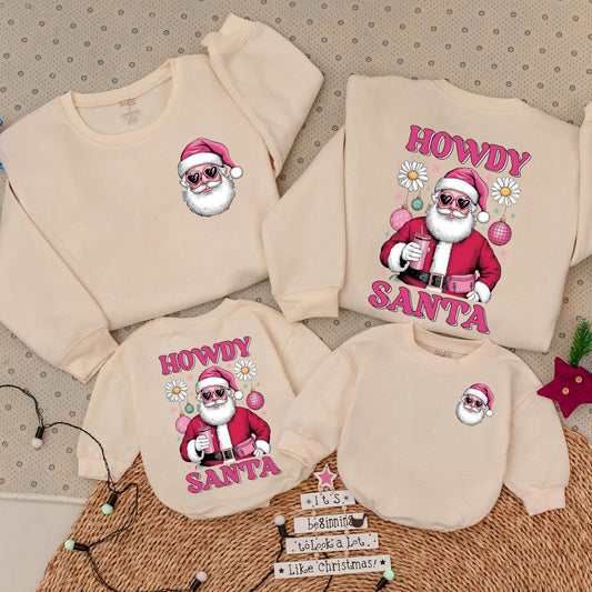 Matching Pink Santa Sweatshirt & Romper | Cozy Holiday Gift Set