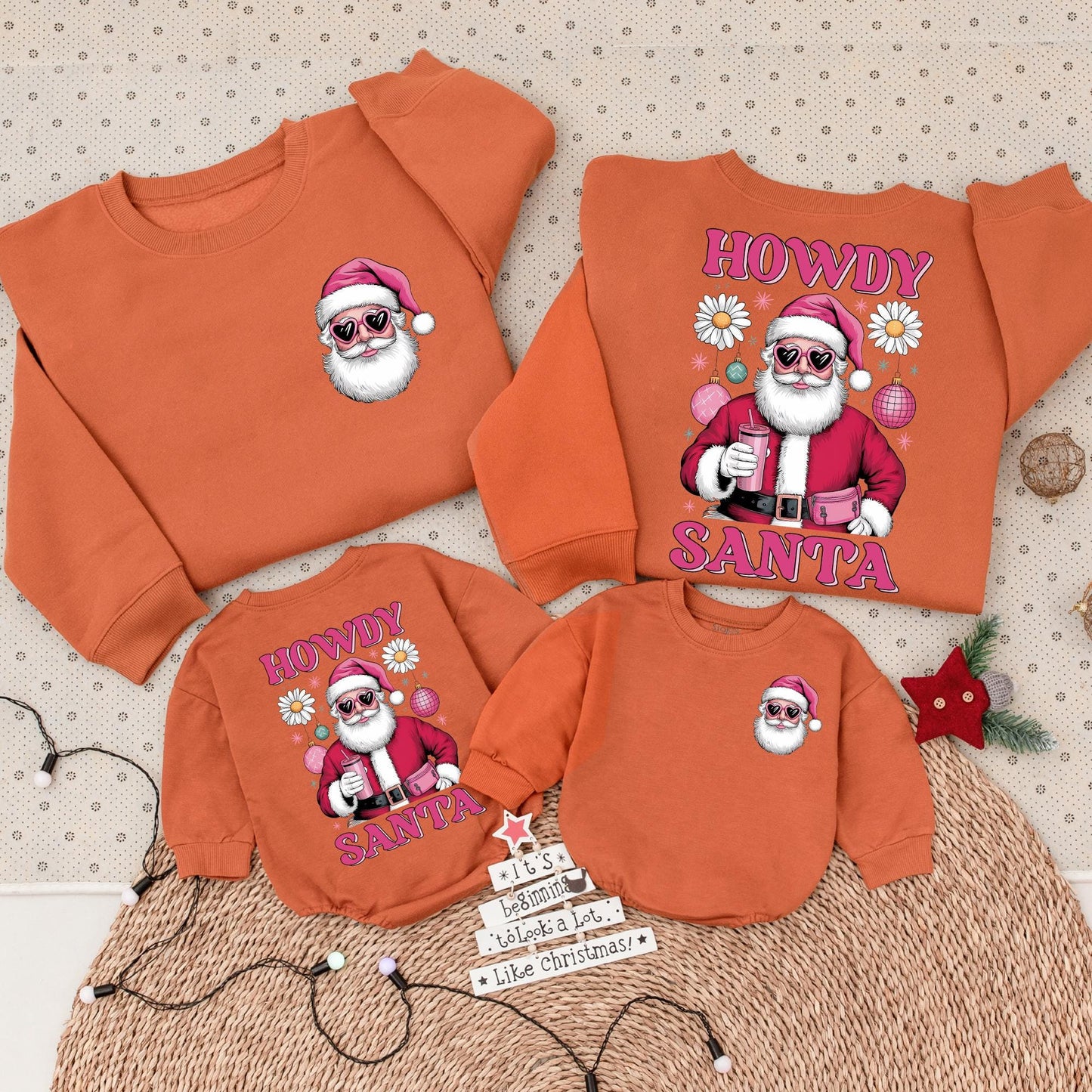 Matching Pink Santa Sweatshirt & Romper | Cozy Holiday Gift Set