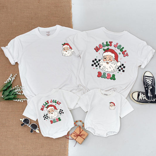 Holly Jolly Family Christmas Shirt - Retro Mama and Mini Tee