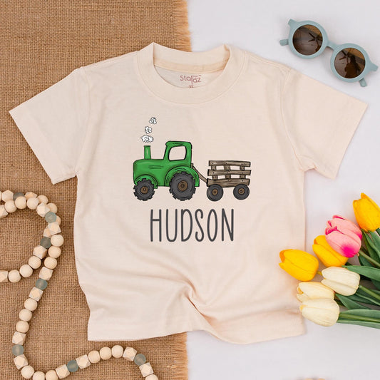 Big Brother Green Tractor Toddler Shirt Cute Farm Life Tee Matching Sibling Outfit Custom Kids Natural Boy Farm T-Shirt
