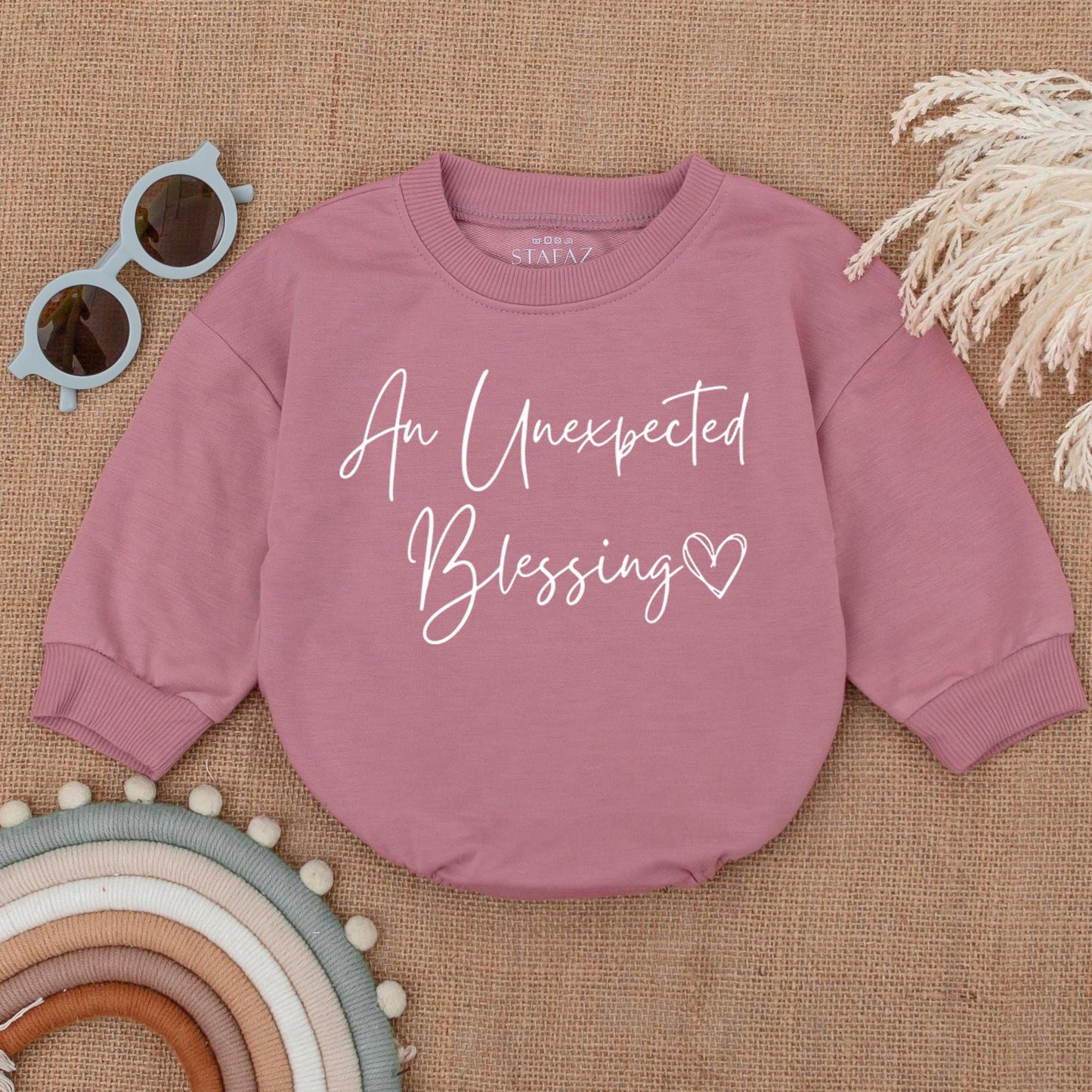 An Unexpected Blessing Bubble Romper Baby Announcement White Cursive Text Soft Baby Clothes Gift For Baby Shower Surprise Arrival