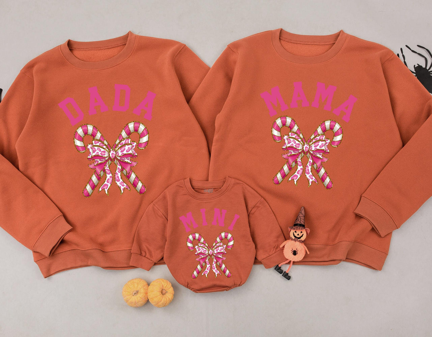 Mama Dada and Mini Candy Cane Matching Family Christmas Outfits Cute Holiday Sweaters for Baby Girl Gift