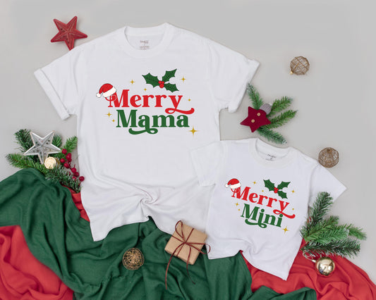 Matching Merry Christmas Family Shirts: Retro Holiday Design for Mom, Dad & Baby! First Christmas Outfit