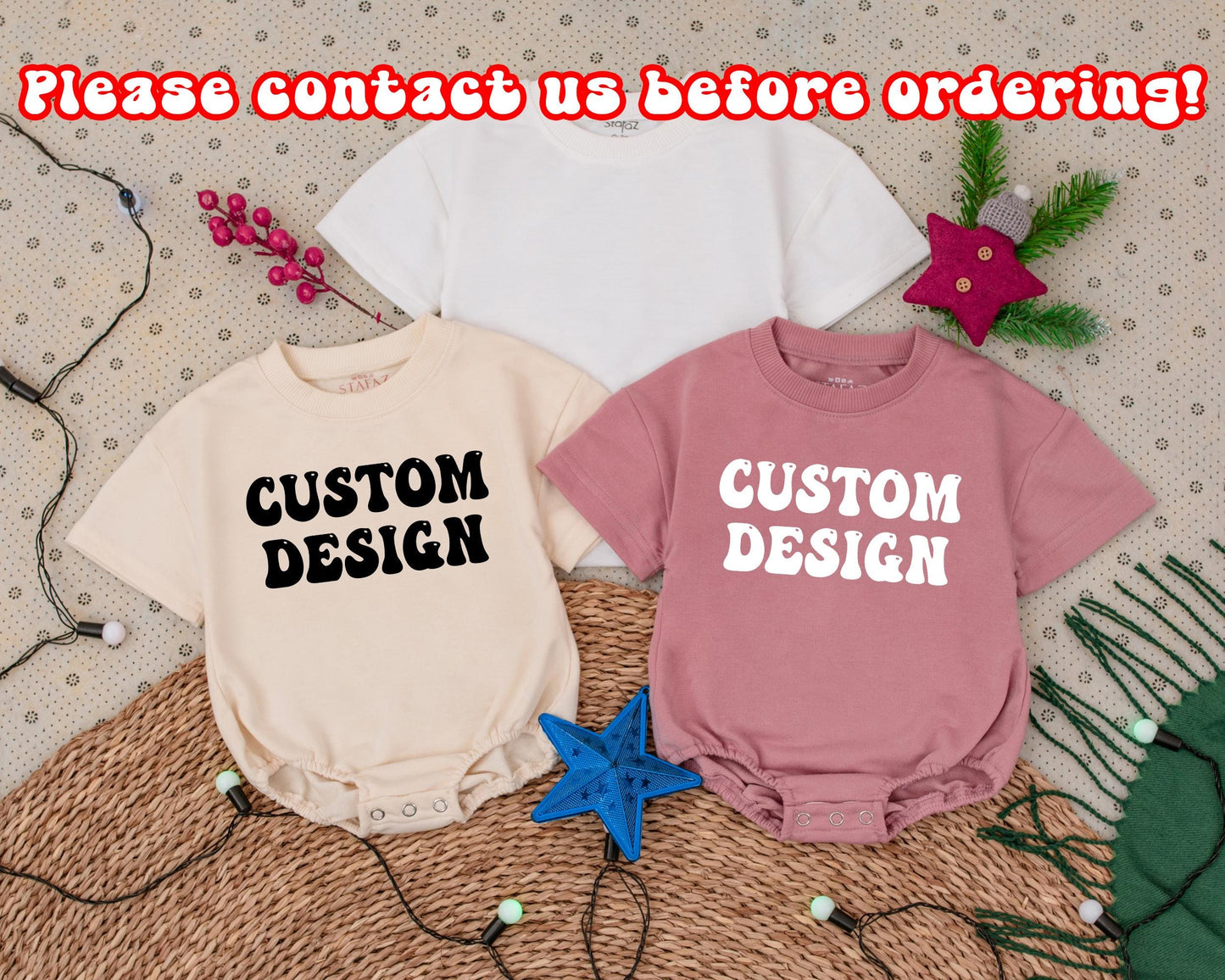 Custom Design Baby Girl Bubble Romper Christmas Girly Bow Simple Modern Infant Bodysuit Toddler Outfit Baby Shower Clothes