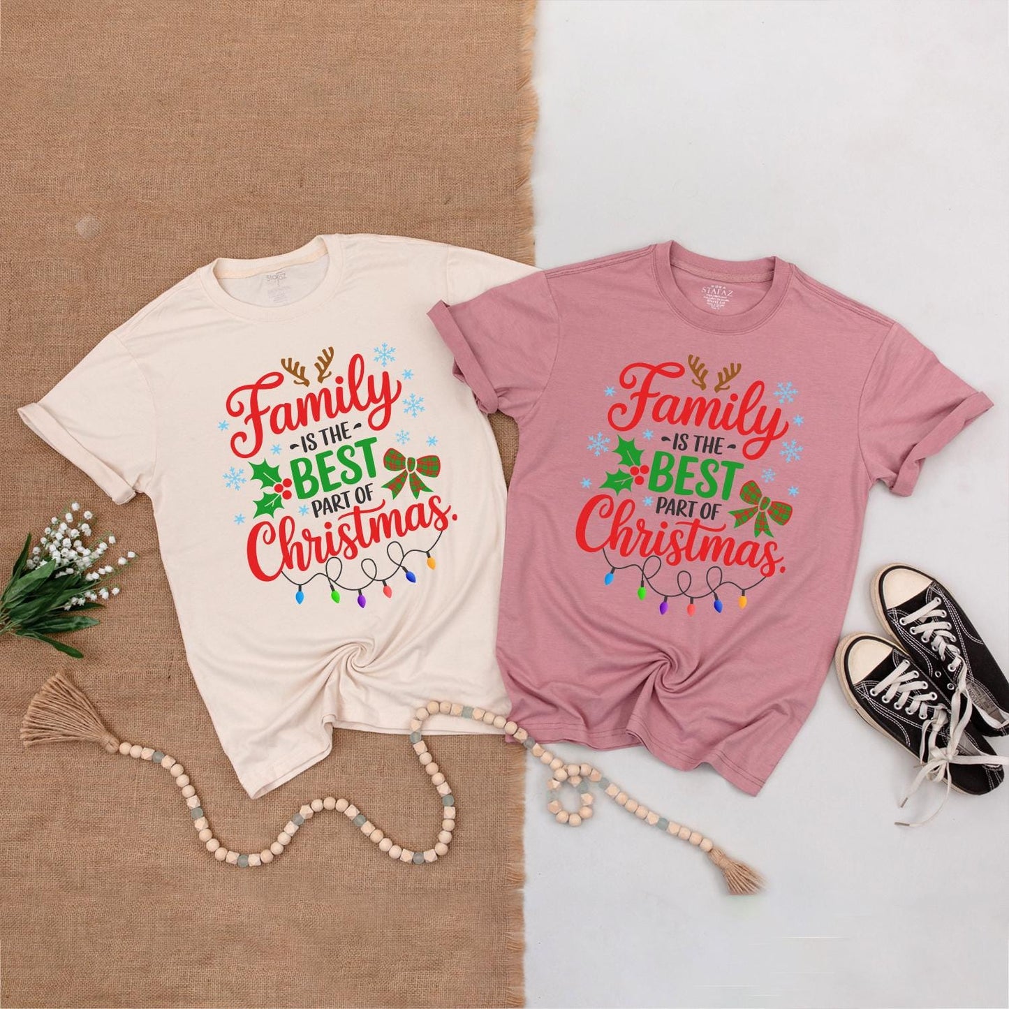 Family Christmas Lights Shirt, Best Part of Christmas Outfit, Cute Matching Holiday Tee, Mommy and Me Shirt, Newborn Gift, Festive Reindeer Antlers 136 chars