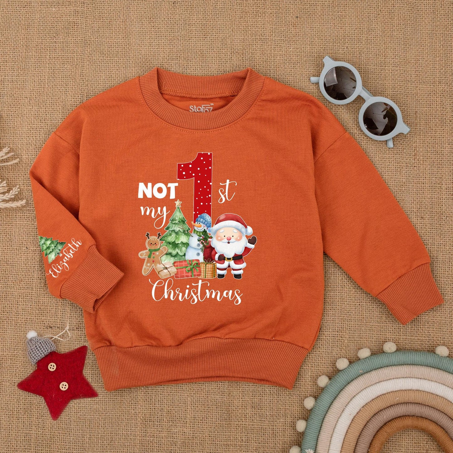 Festive 1st Christmas Toddler Sweatshirt: NOT My Christmas! Personalized Holiday Shirt with Santa, Tree & More! Cozy Winter Outfit for Baby Showers (138 chars)