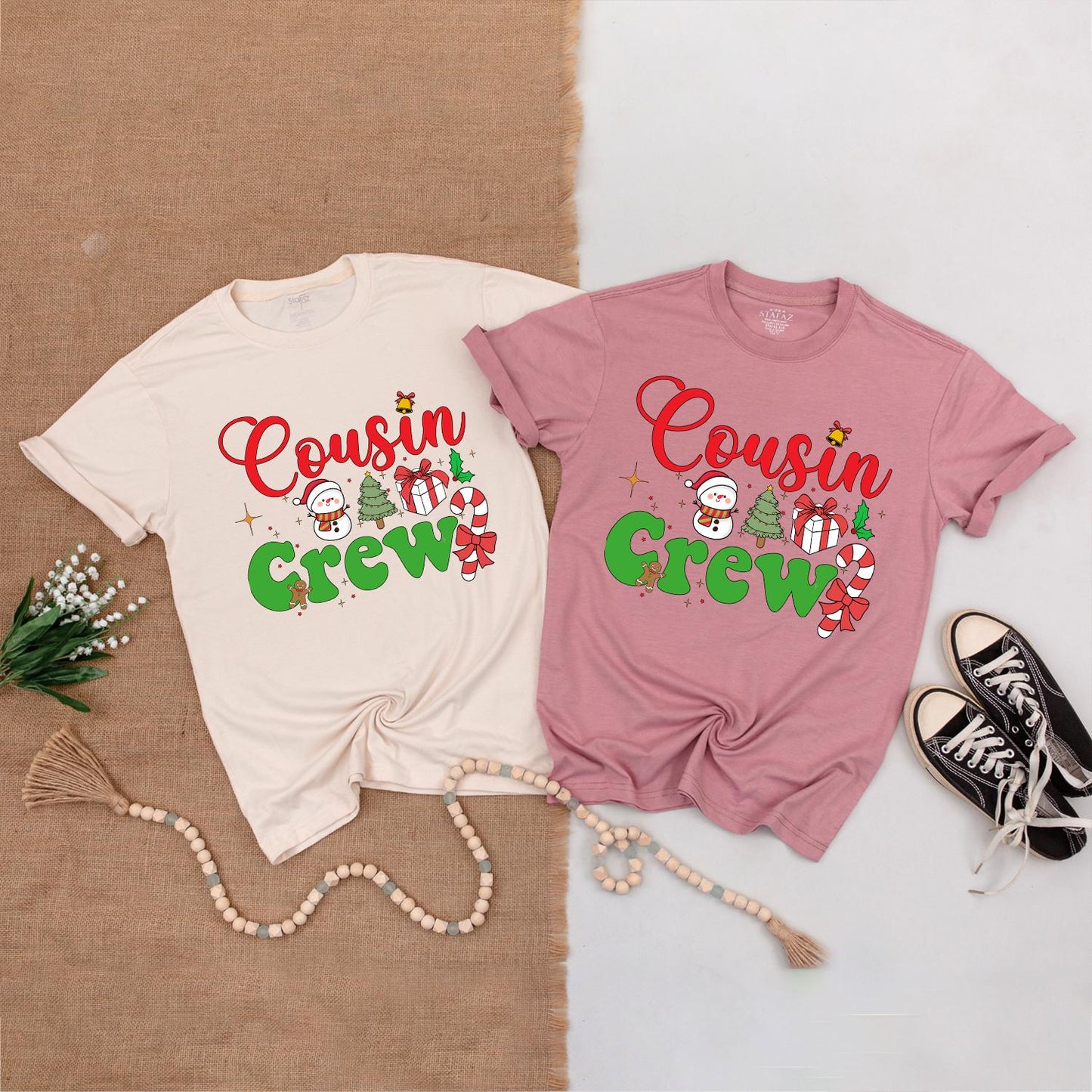 Cousin Crew Christmas Shirts: Festive Family Matching Outfits with Snowman, Tree, & Candy Cane Graphics for Toddler, Baby, and Kids Holiday Fun (138)