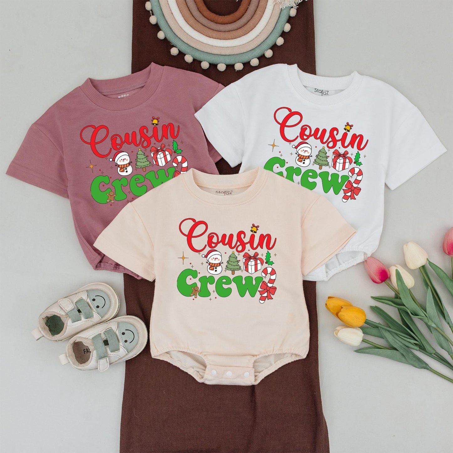Cousin Crew Christmas Shirts: Festive Family Matching Outfits with Snowman, Tree, & Candy Cane Graphics for Toddler, Baby, and Kids Holiday Fun (138)