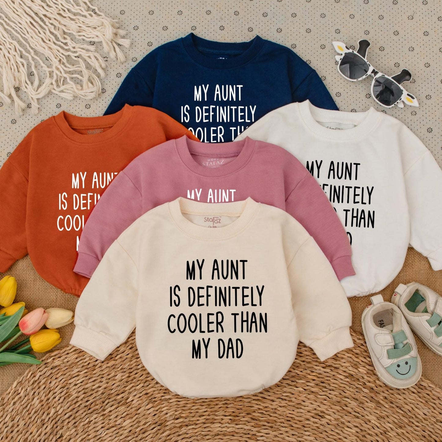 My Aunt Is Cooler Than Dad Baby Romper, Funny Newborn Outfit for Auntie's Bestie, Cute Infant Clothes, Great Baby Shower Gift, Boy or Girl Bodysuit 138
